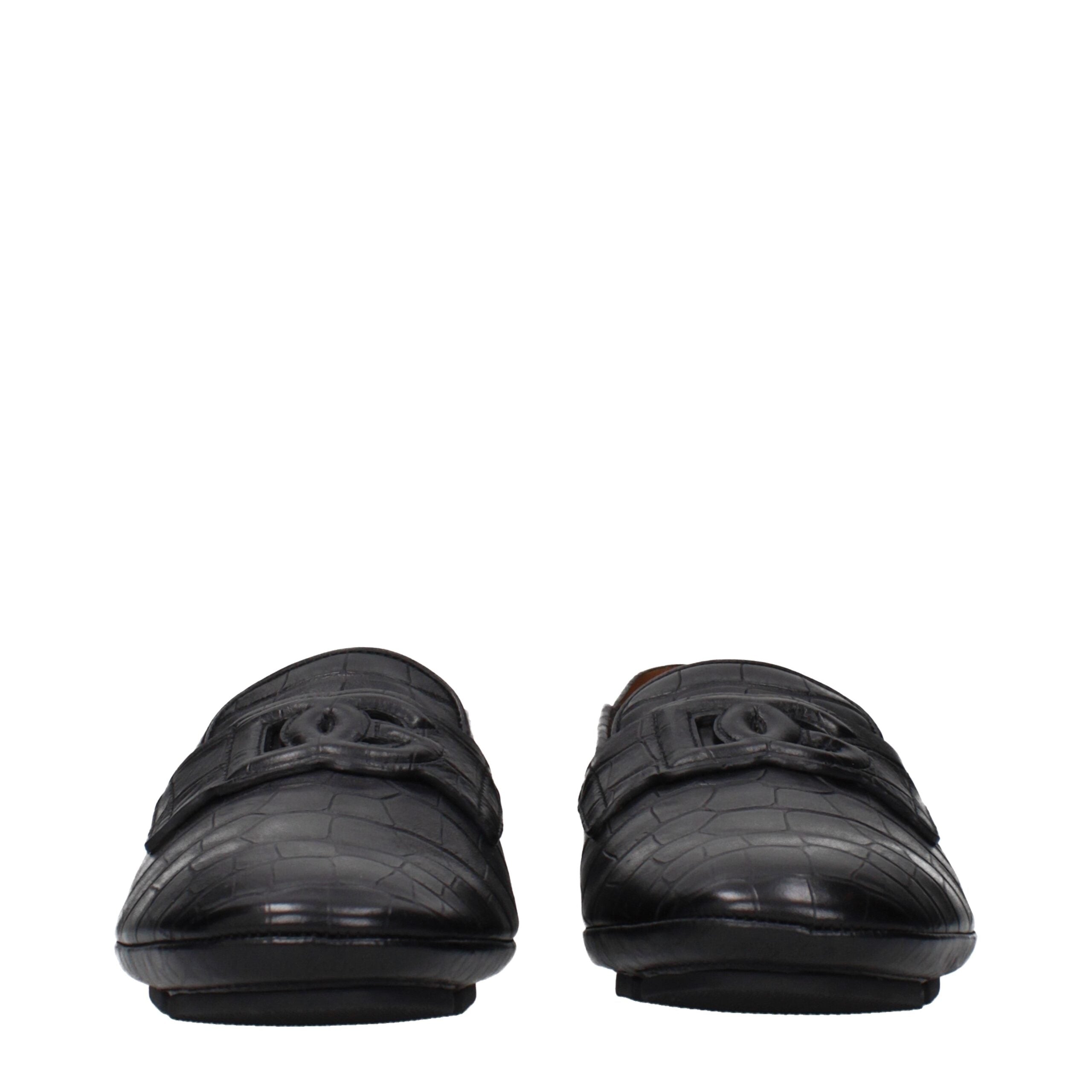 Black Leather Slip-On Loafers