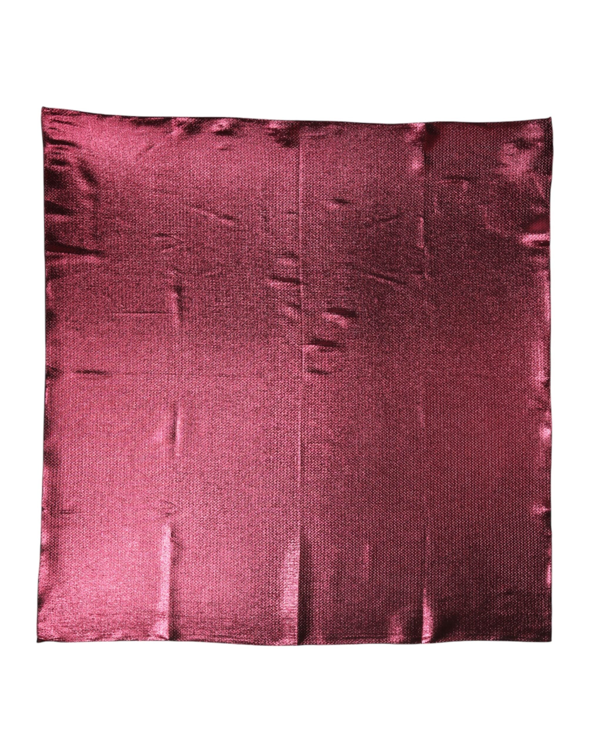 Metalicky růžový hedvábný čtvercový šátek Foulard