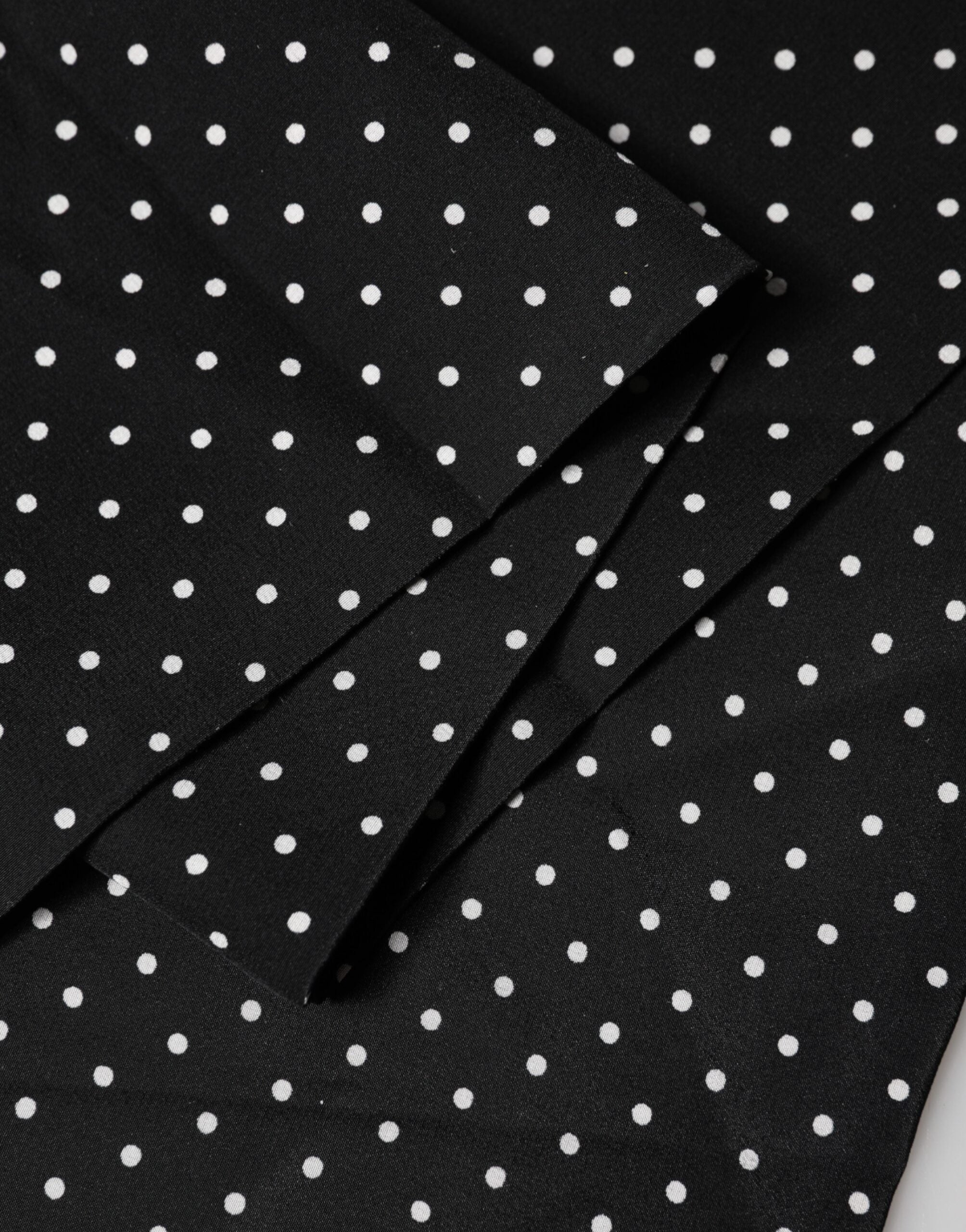 Černý šátek/foulard na krk s puntíky 133,5 cm x 12,5 cm
