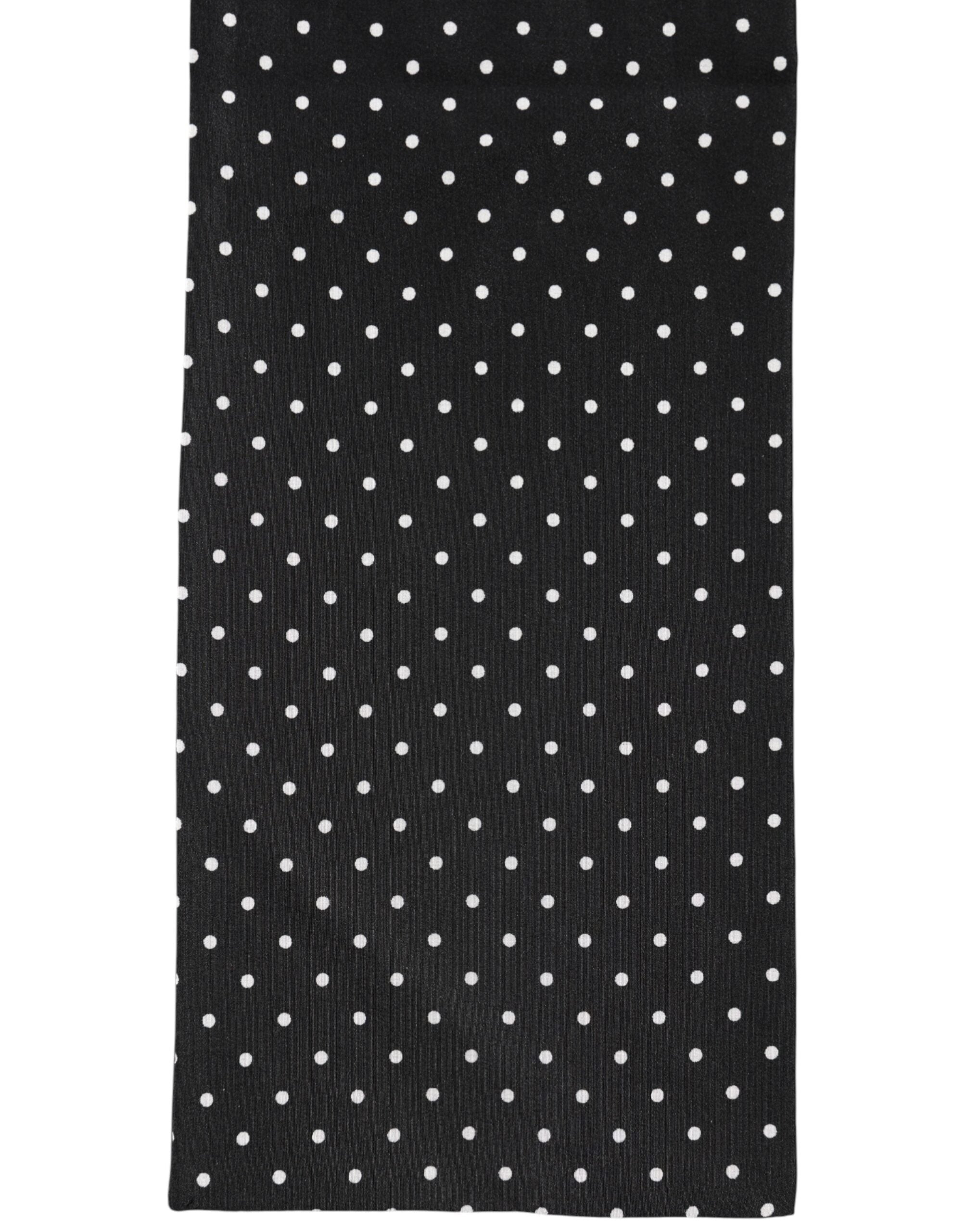 Černý šátek/foulard na krk s puntíky 133,5 cm x 12,5 cm