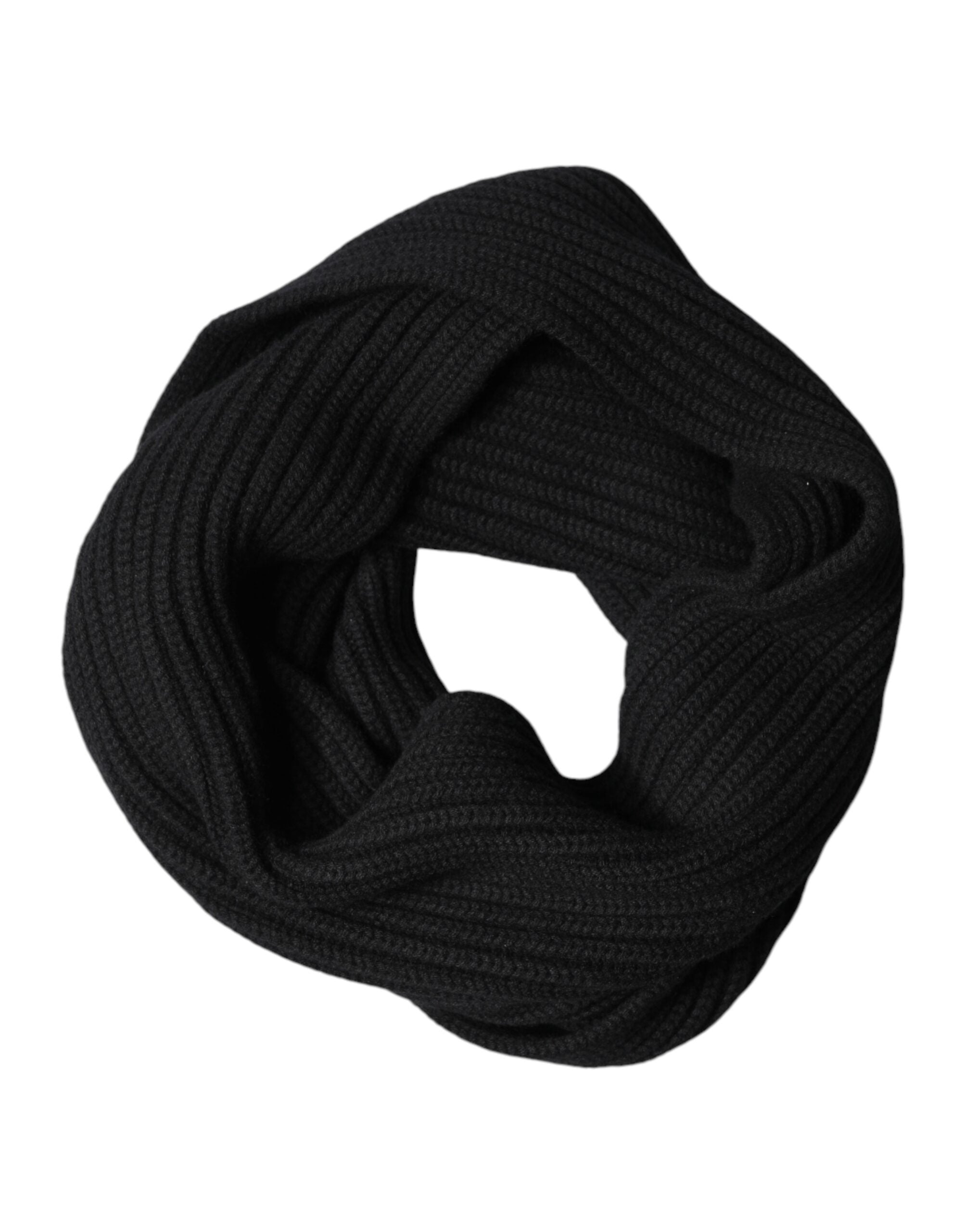 Černá kašmírová pletená šála/nákrčník 202cm x 26cm