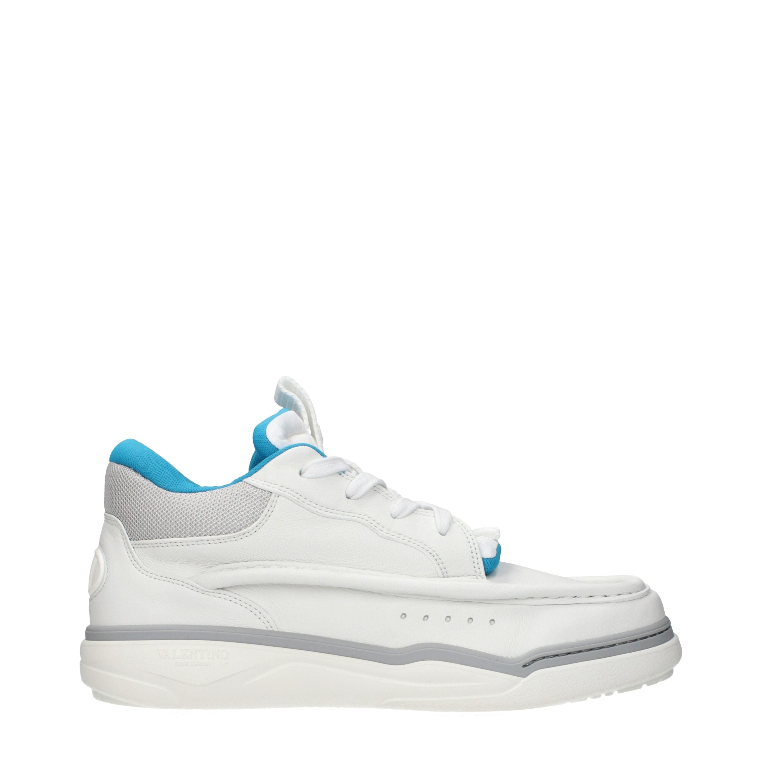Blue Leather Low Top Sneakers
