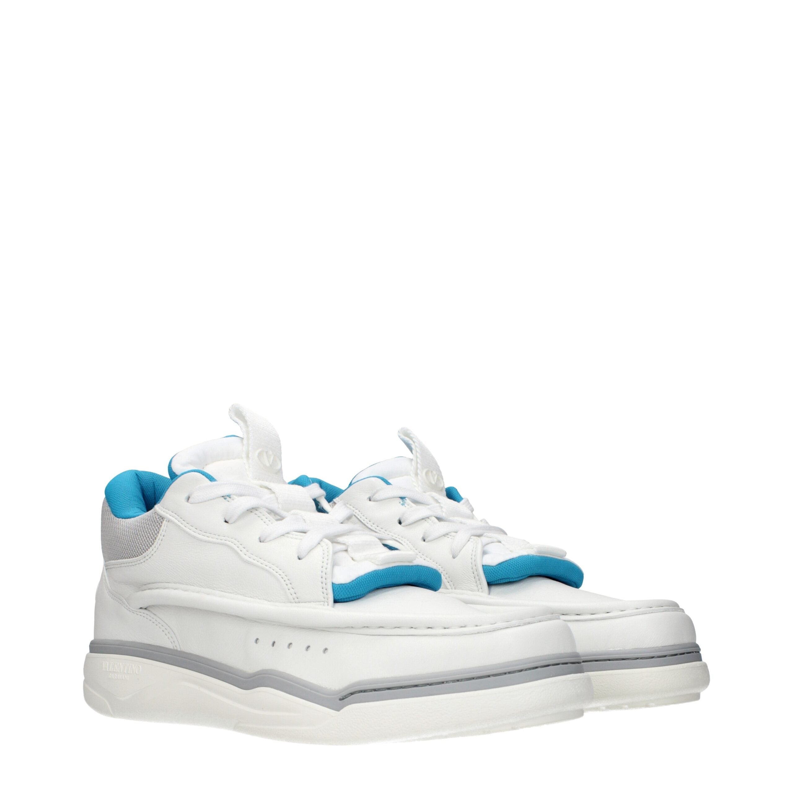 Blue Leather Low Top Sneakers