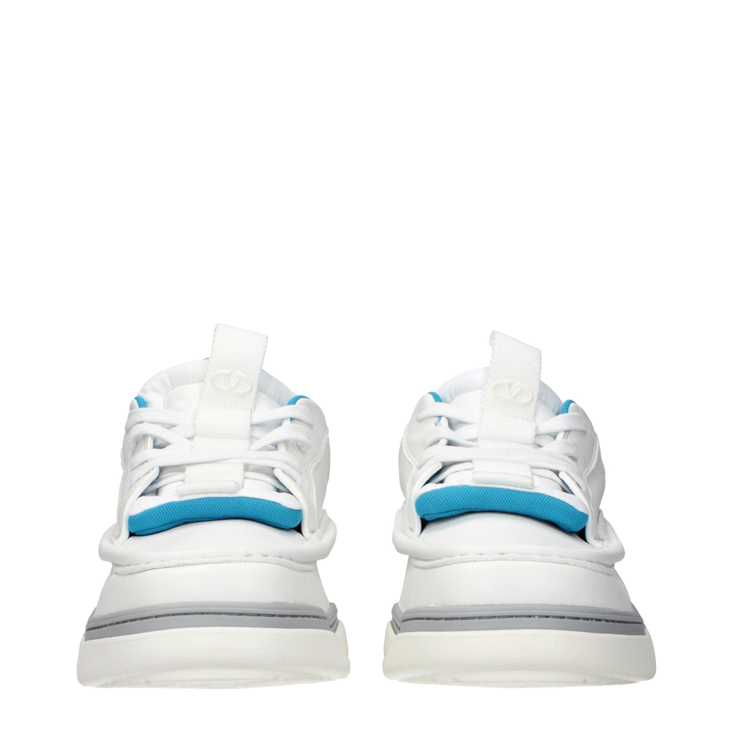 Blue Leather Low Top Sneakers
