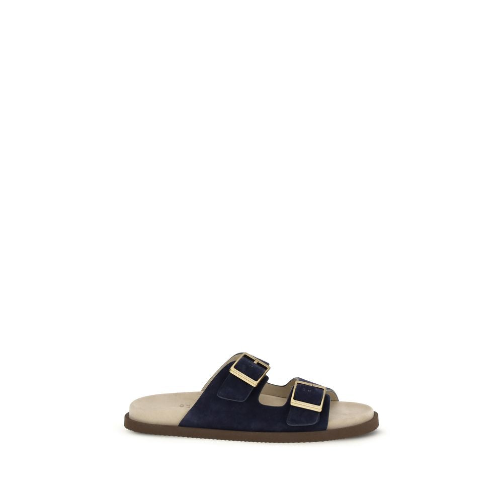 Black Calf Leather Bos Taurus Sandals