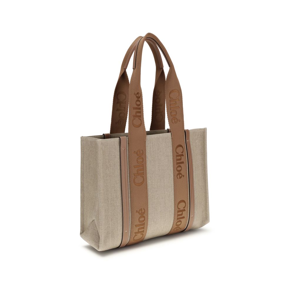 Beige Linen Shoulder Bag