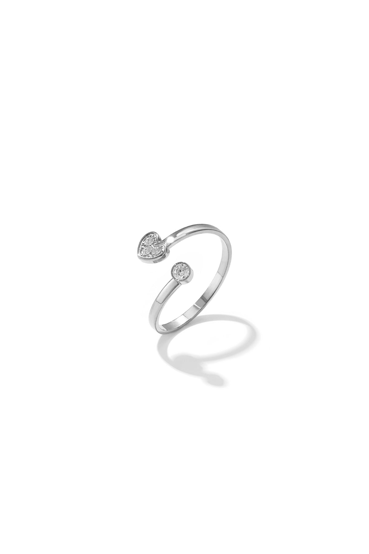 Minimalist adjustable ring with stones and heart