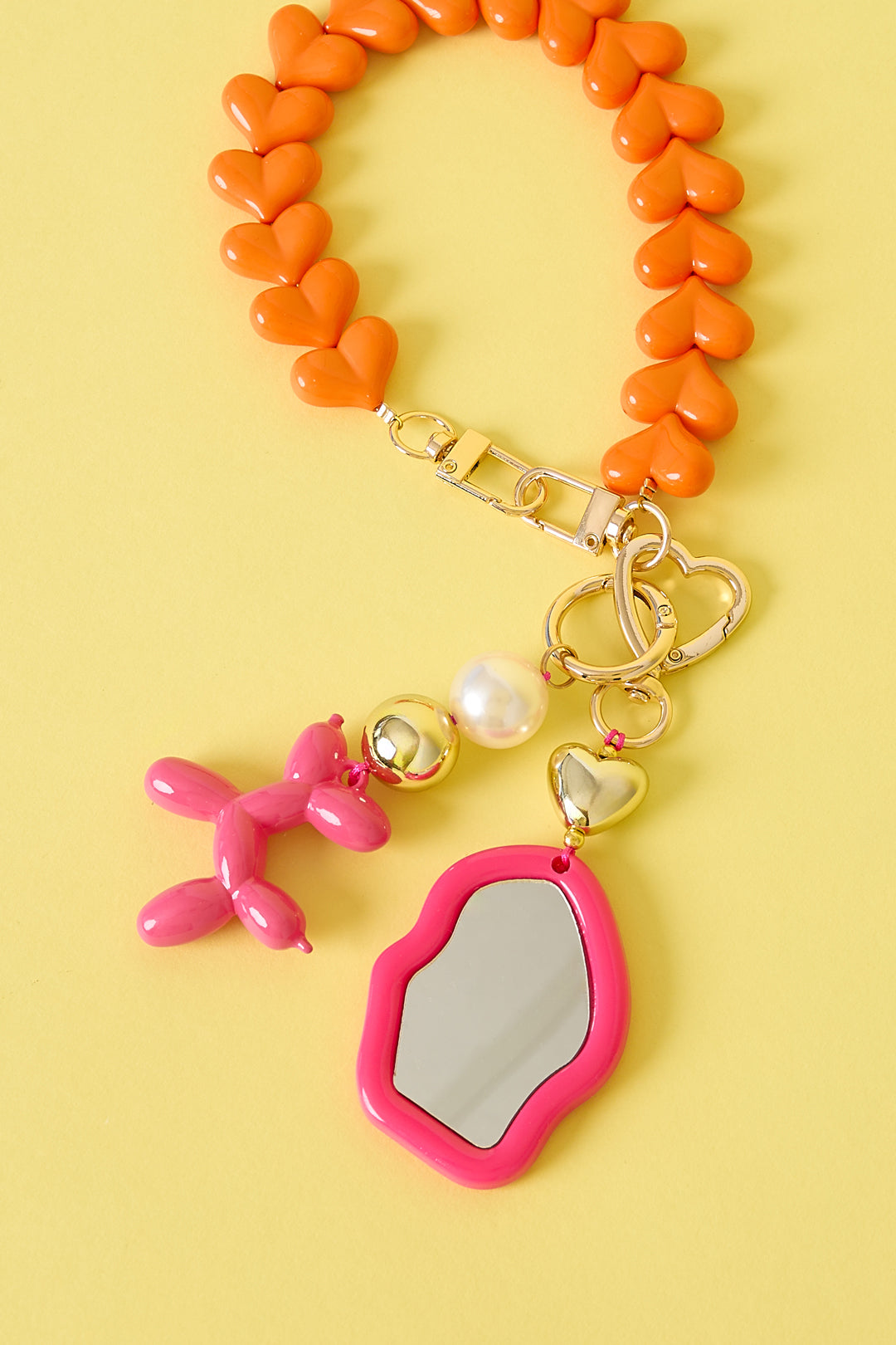 Cute Irregular Mirror Bag Charm with Heart Detail