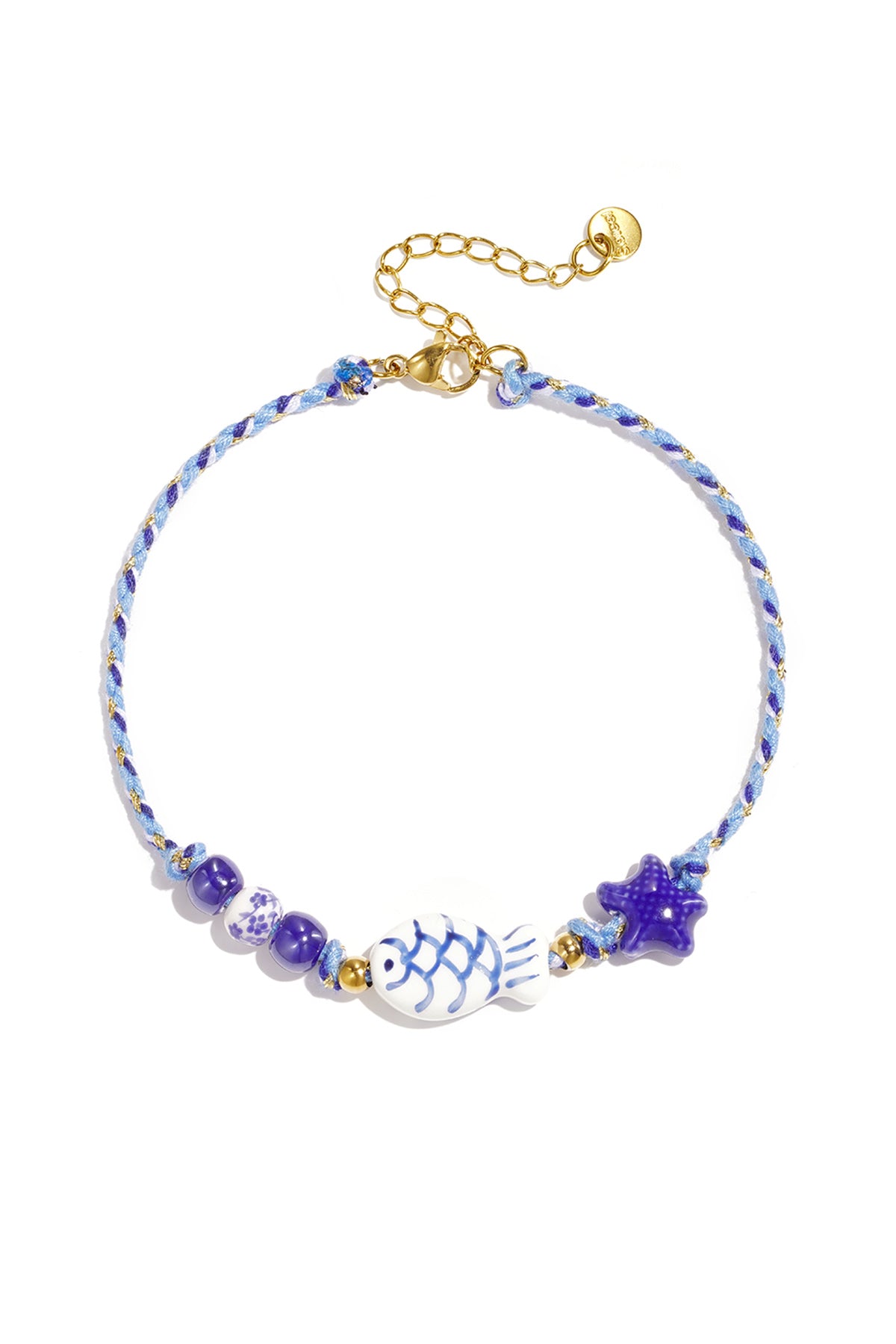 Anklet with rope motif, fish and star beads