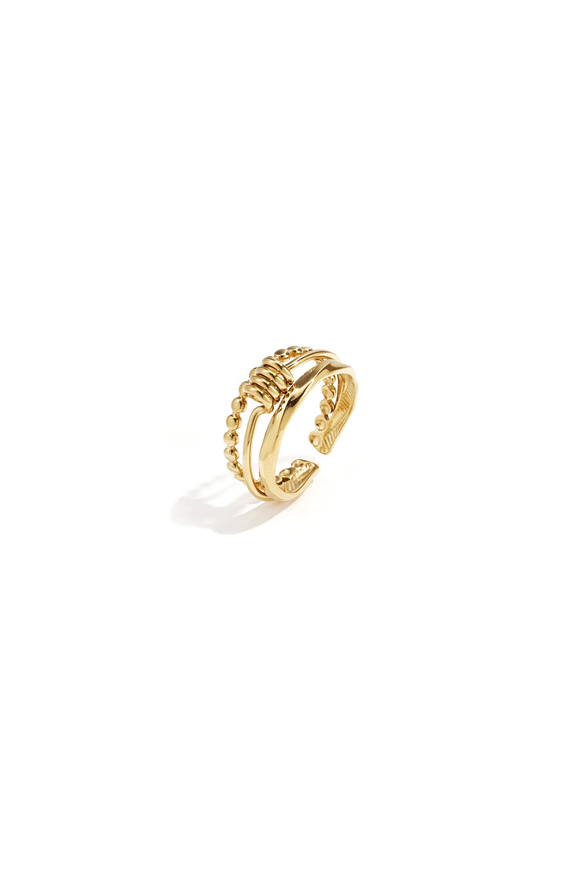 Layered ring with minimalist twisted detail