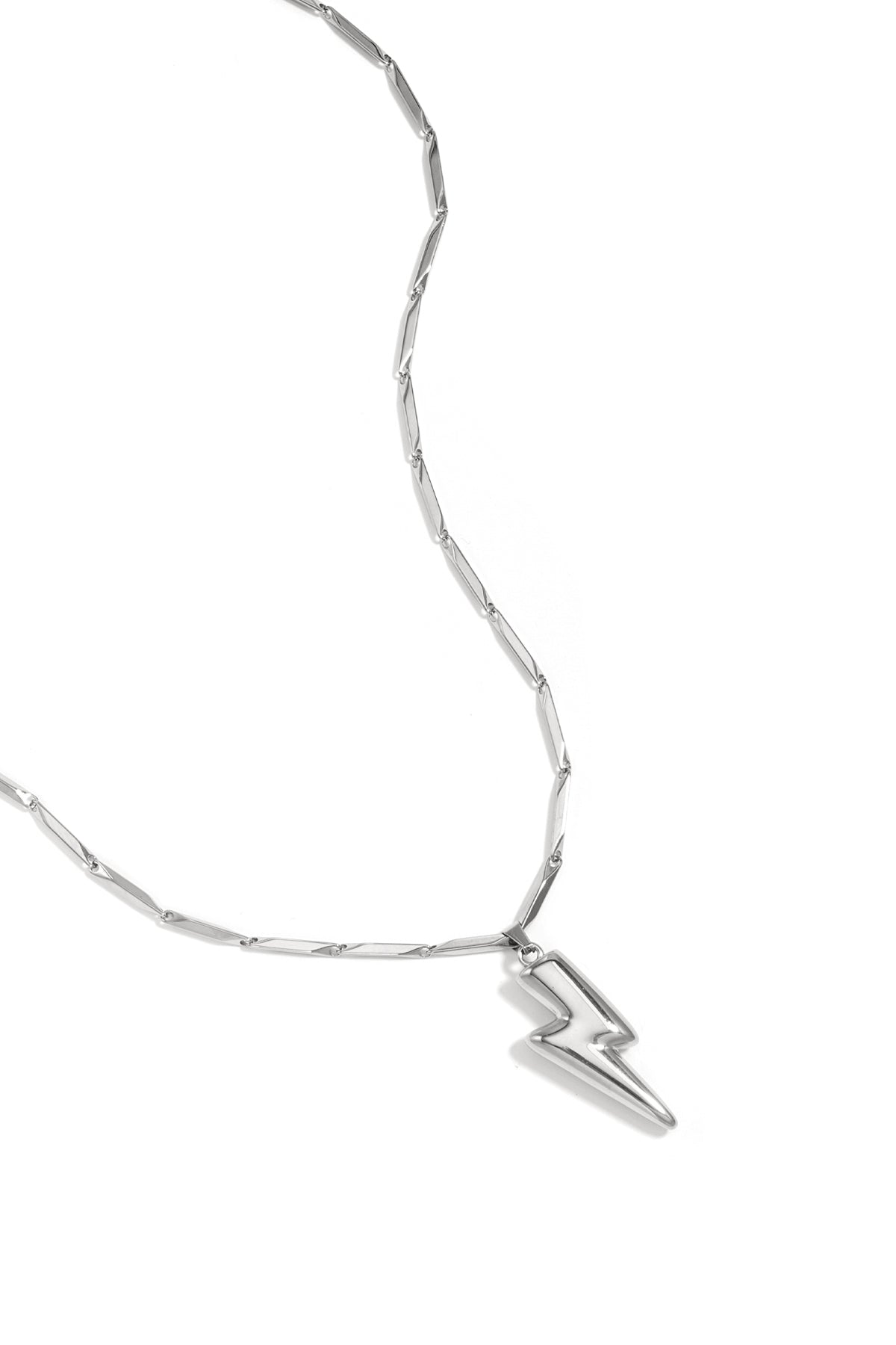Necklace with striking lightning bolt