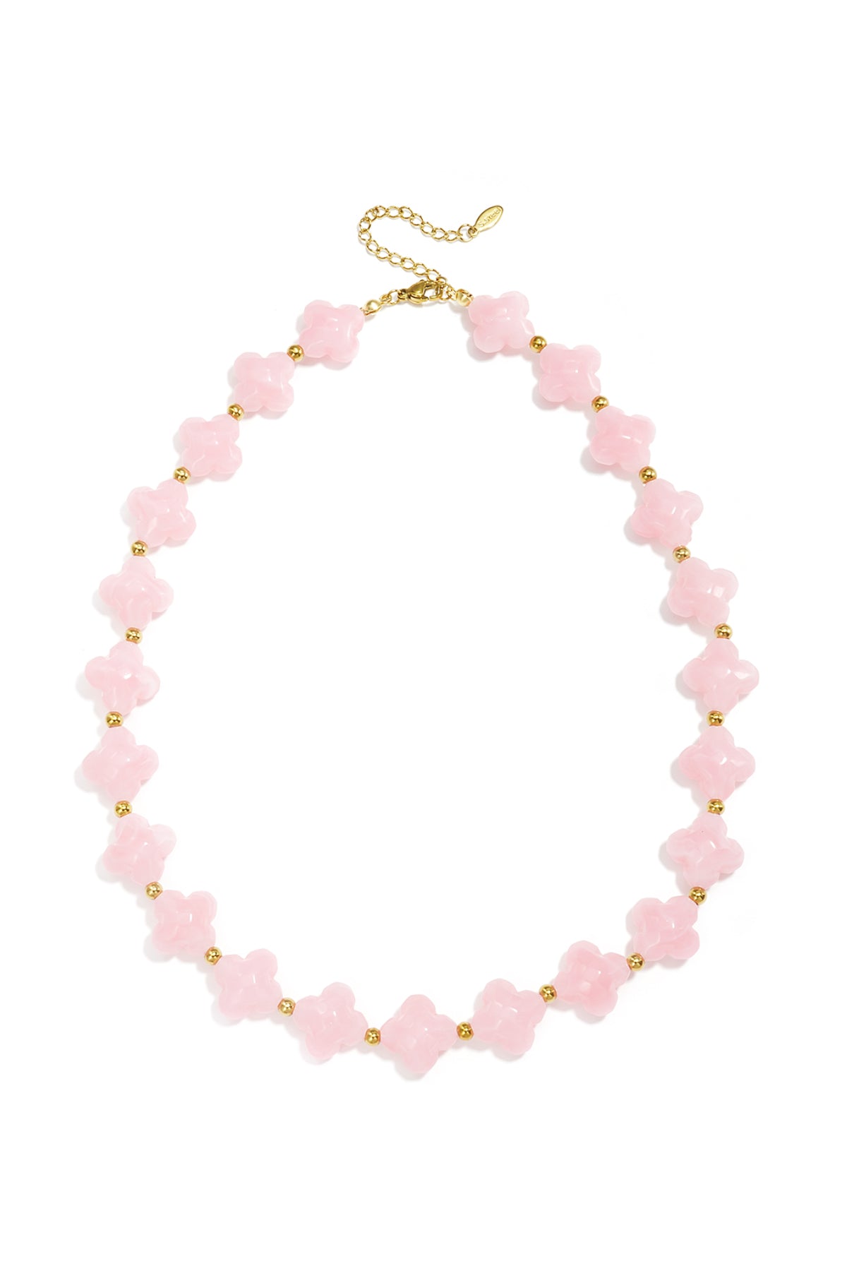 Bead necklace with clover beads