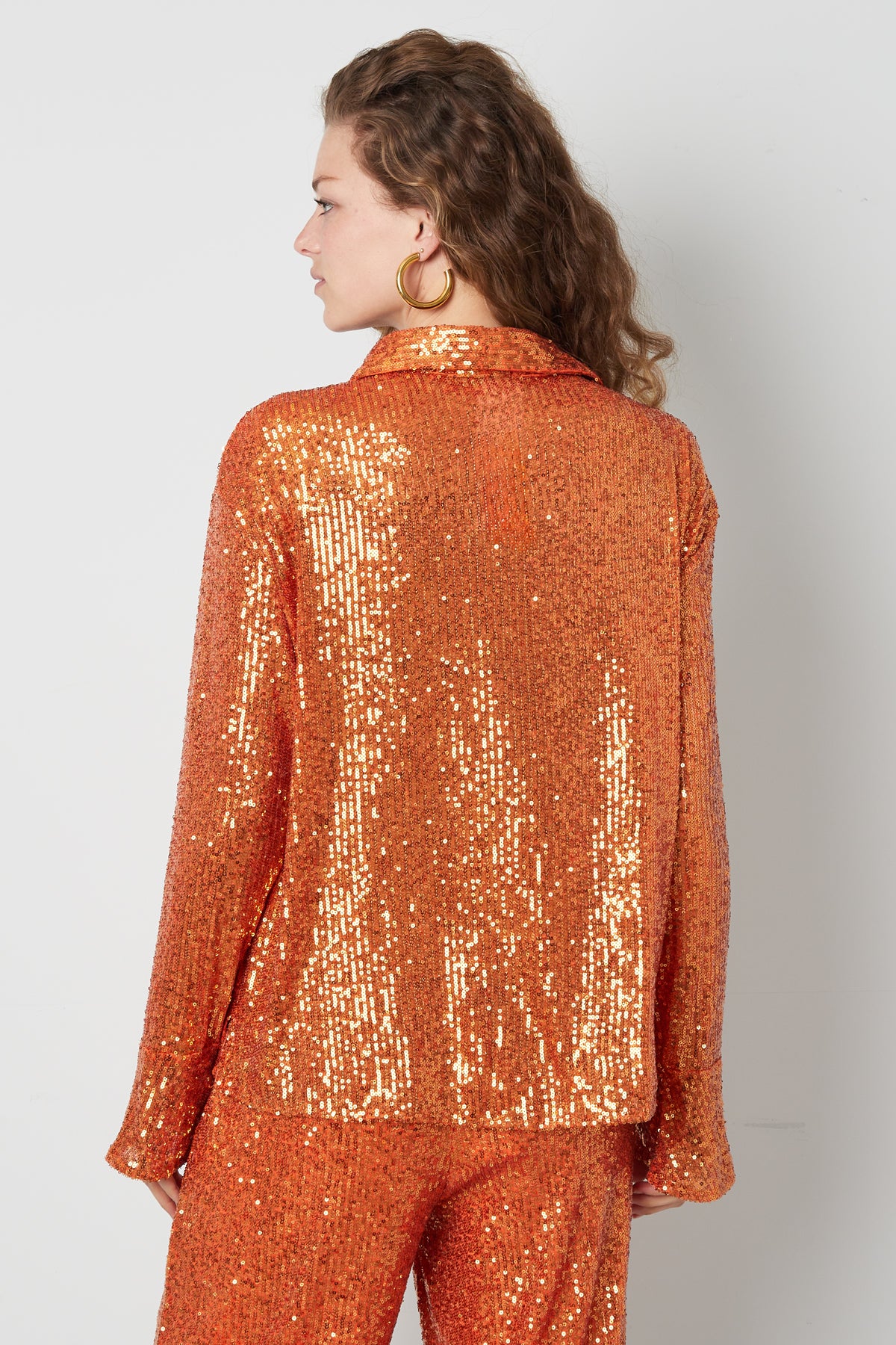Polyester Sequin Women's Blouse Shimmering Long Sleeve
