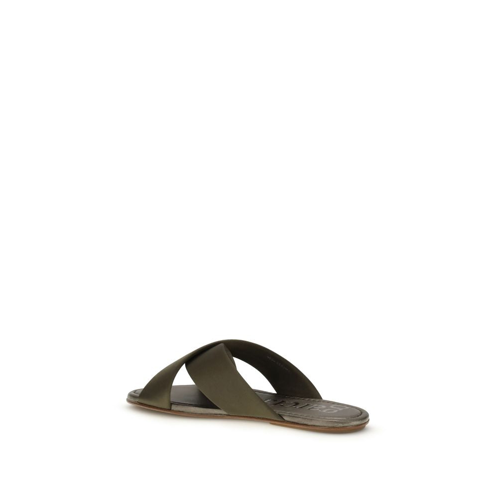 Brown Silk Sandals