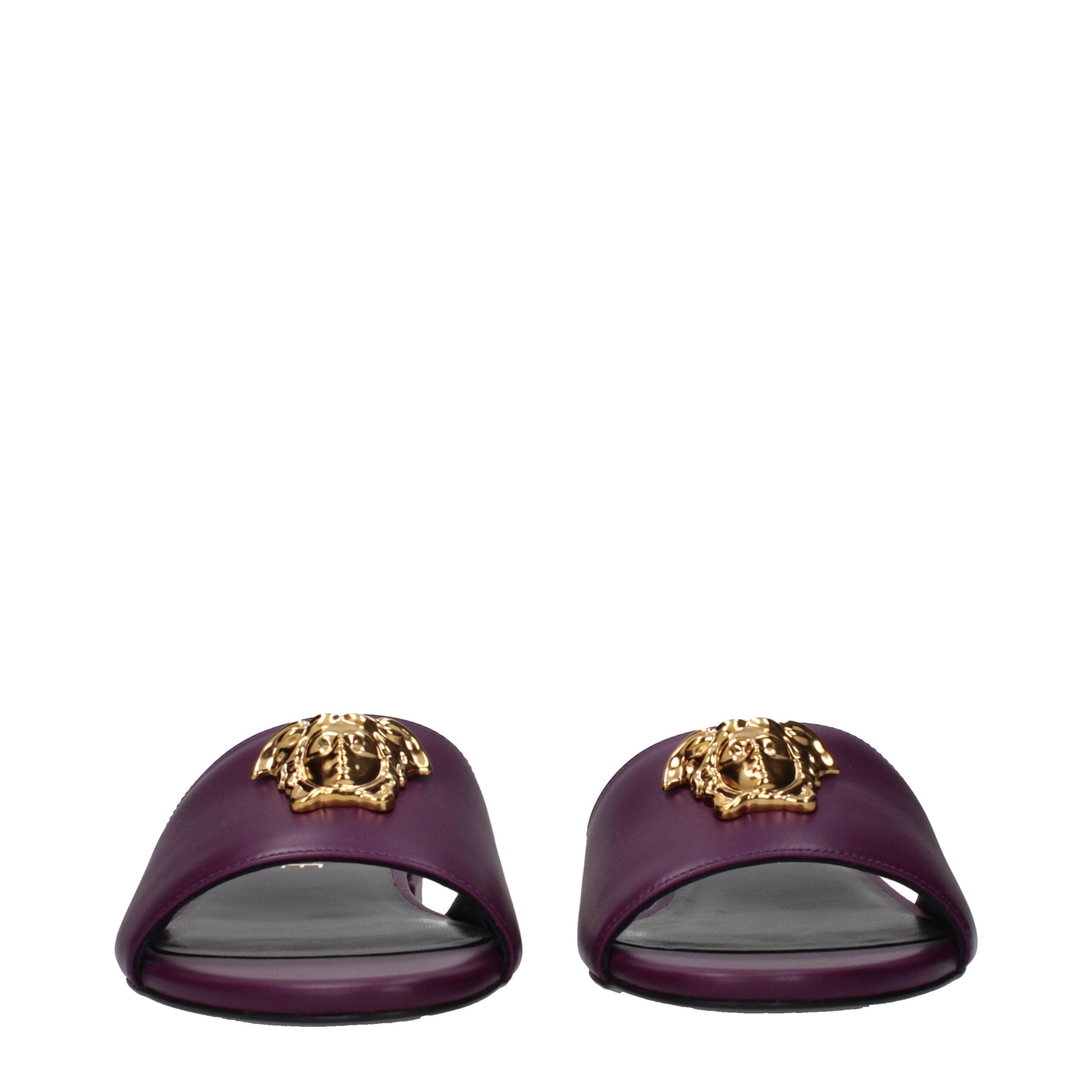 Purple Leather Slippers