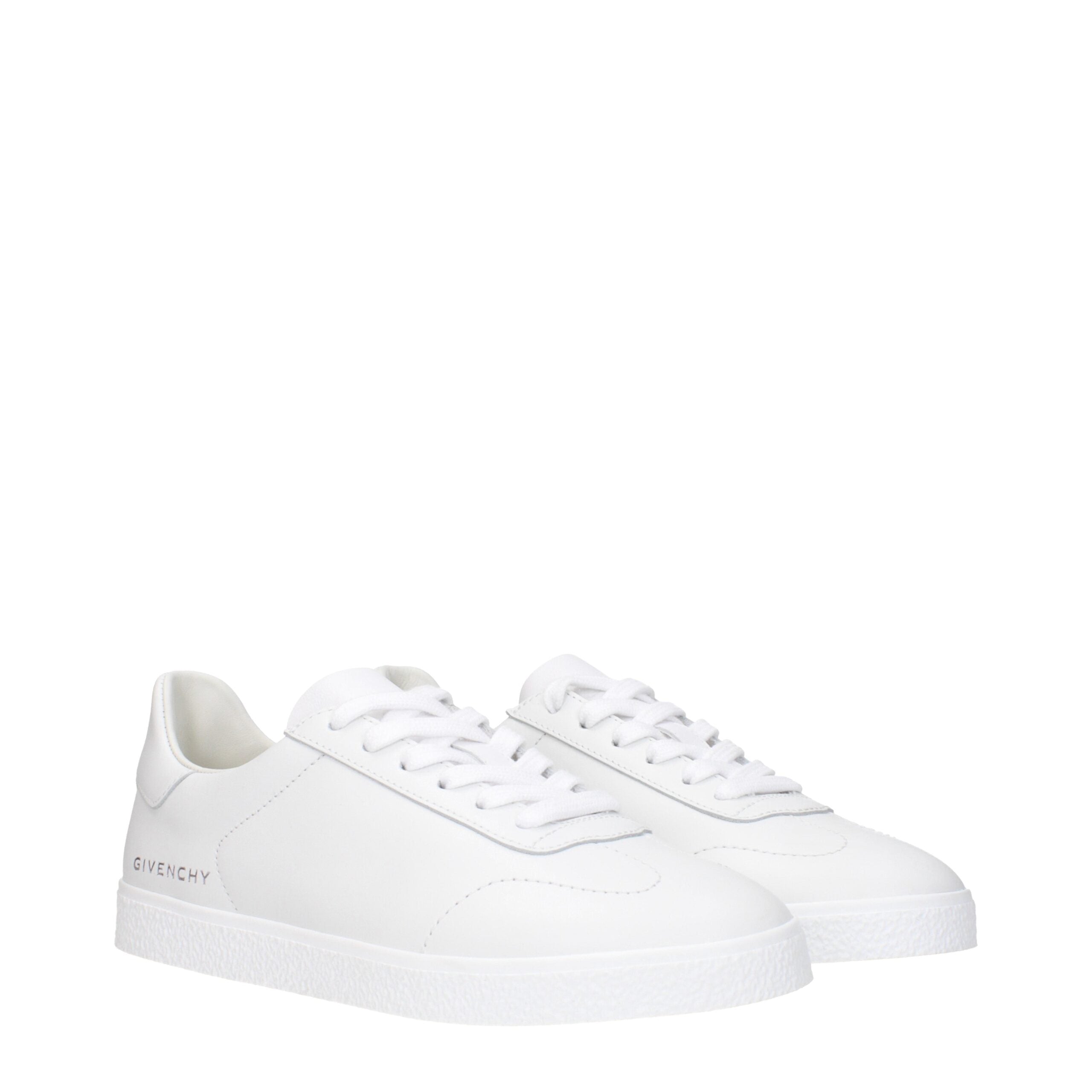 White Leather Low Top Sneakers