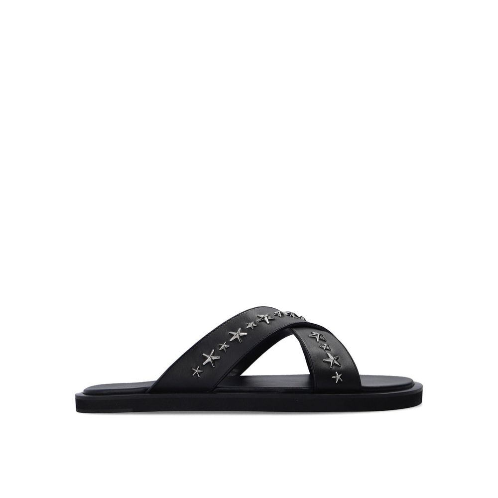 Black Calfskin Strap-On Sandals
