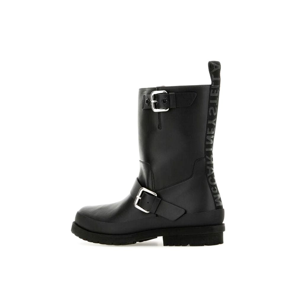 Black Polyester Lace-Up Boots