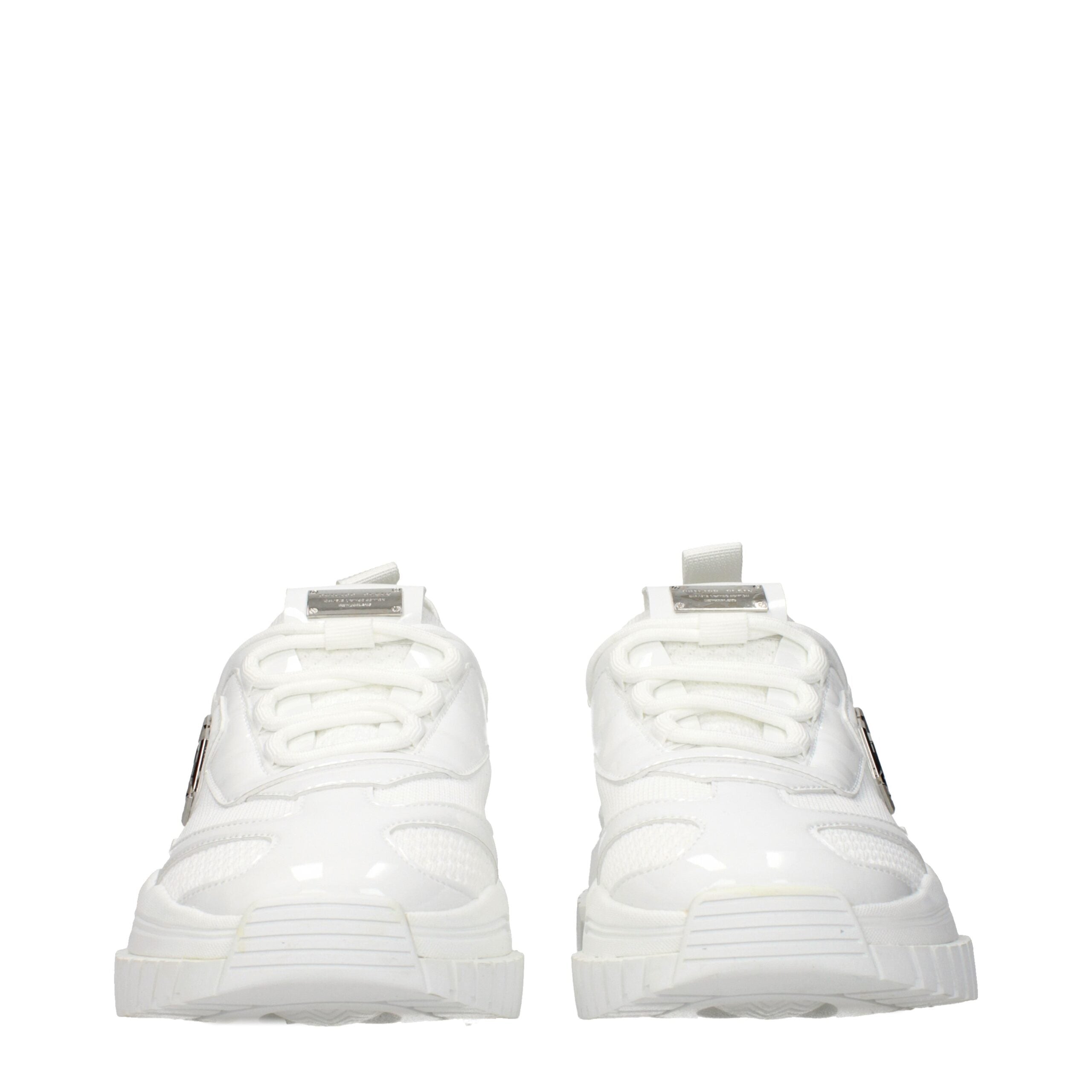 White Fabric Chunky Sneakers