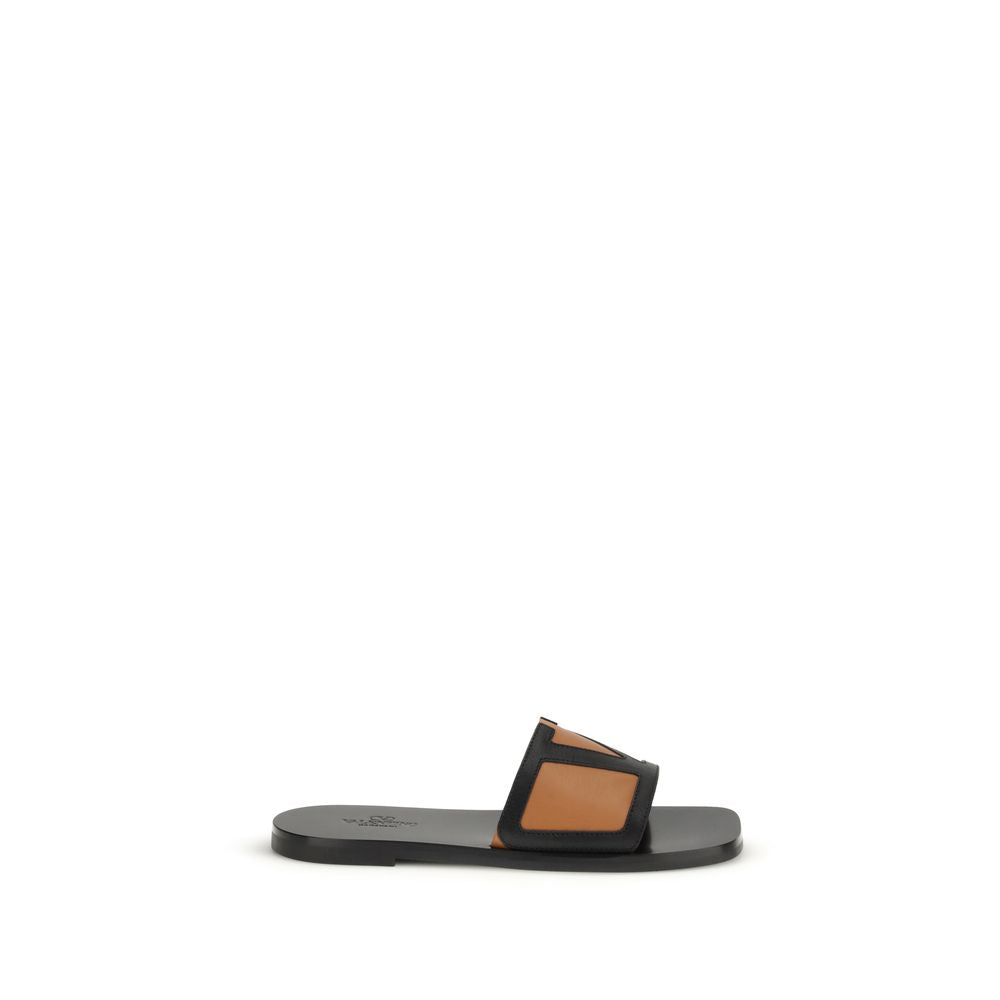 Black Goatskin Flat Sandals