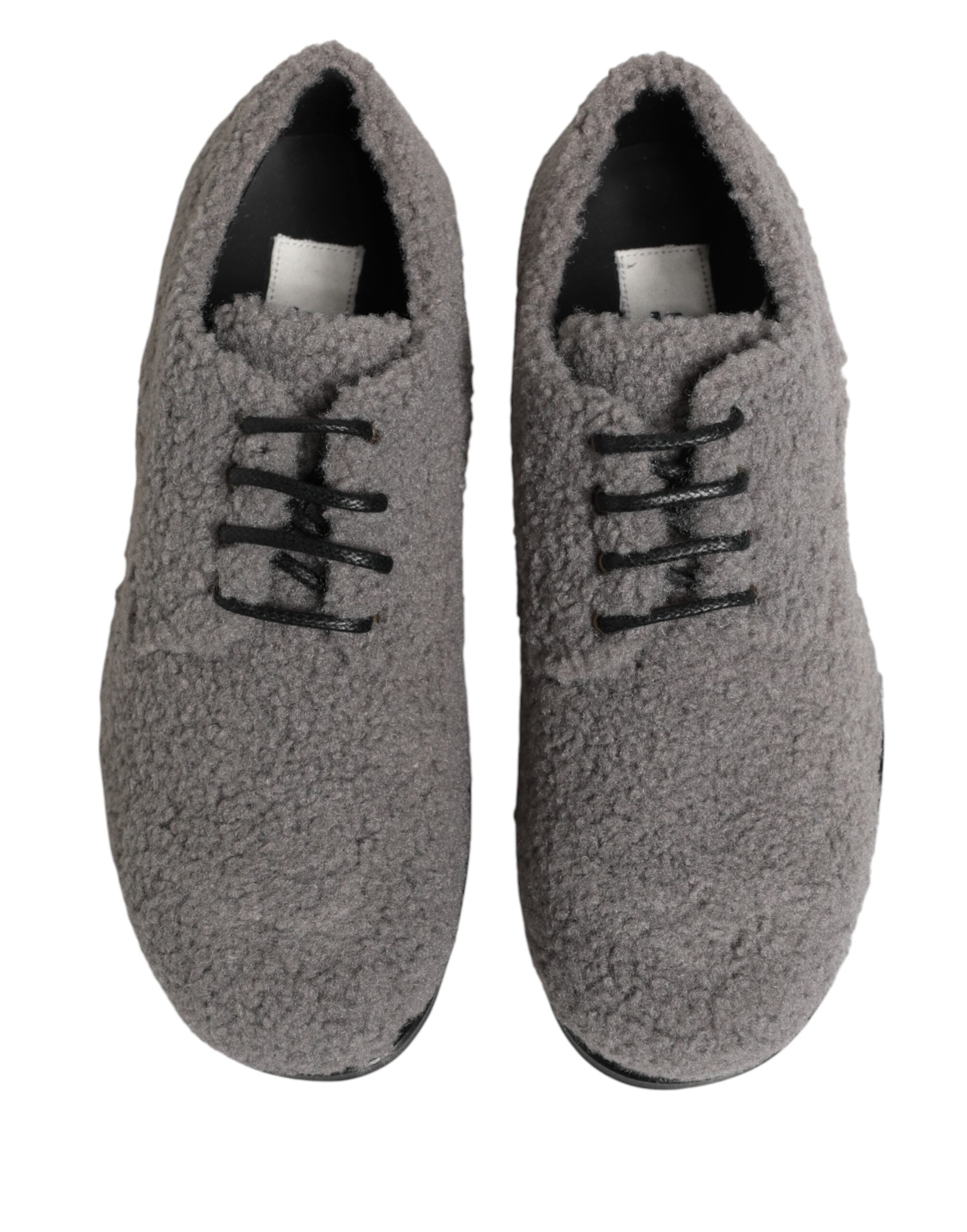 Gray Fleece Lace Up Men Derby Dress Shoes
