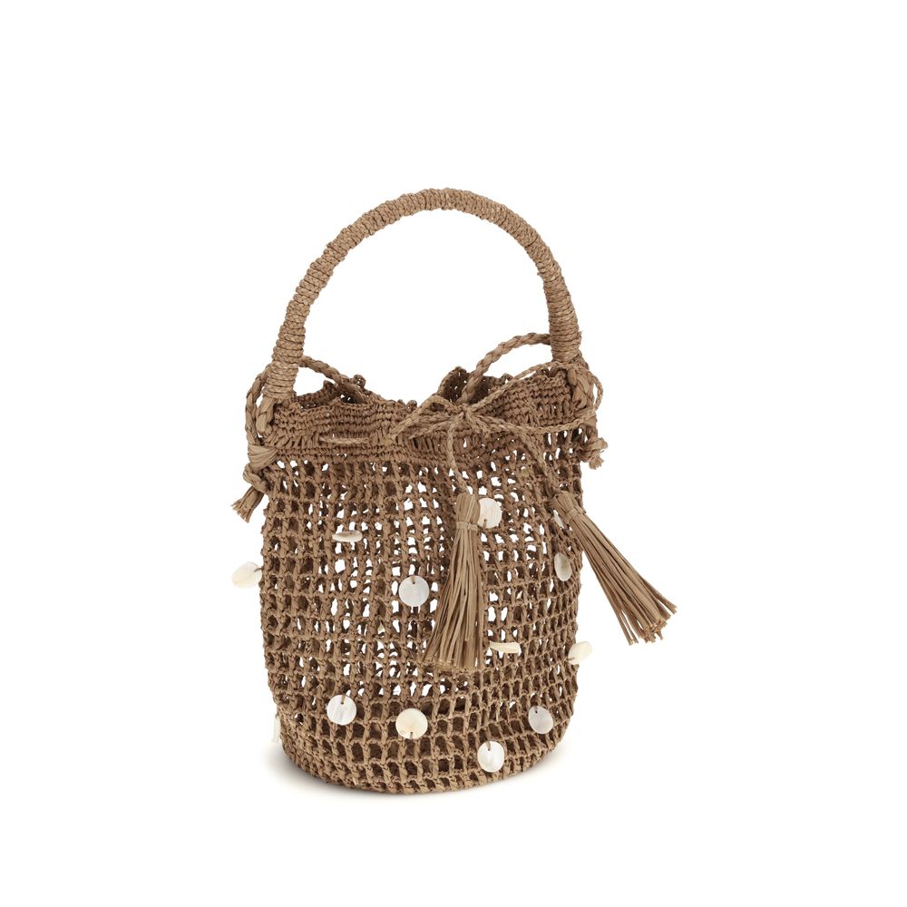 Brown Raffia Shoulder Bag