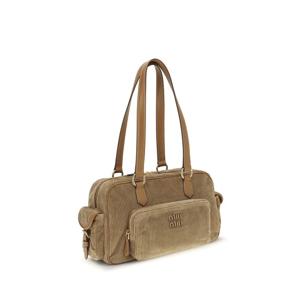 Beige Cotton Shoulder Bag