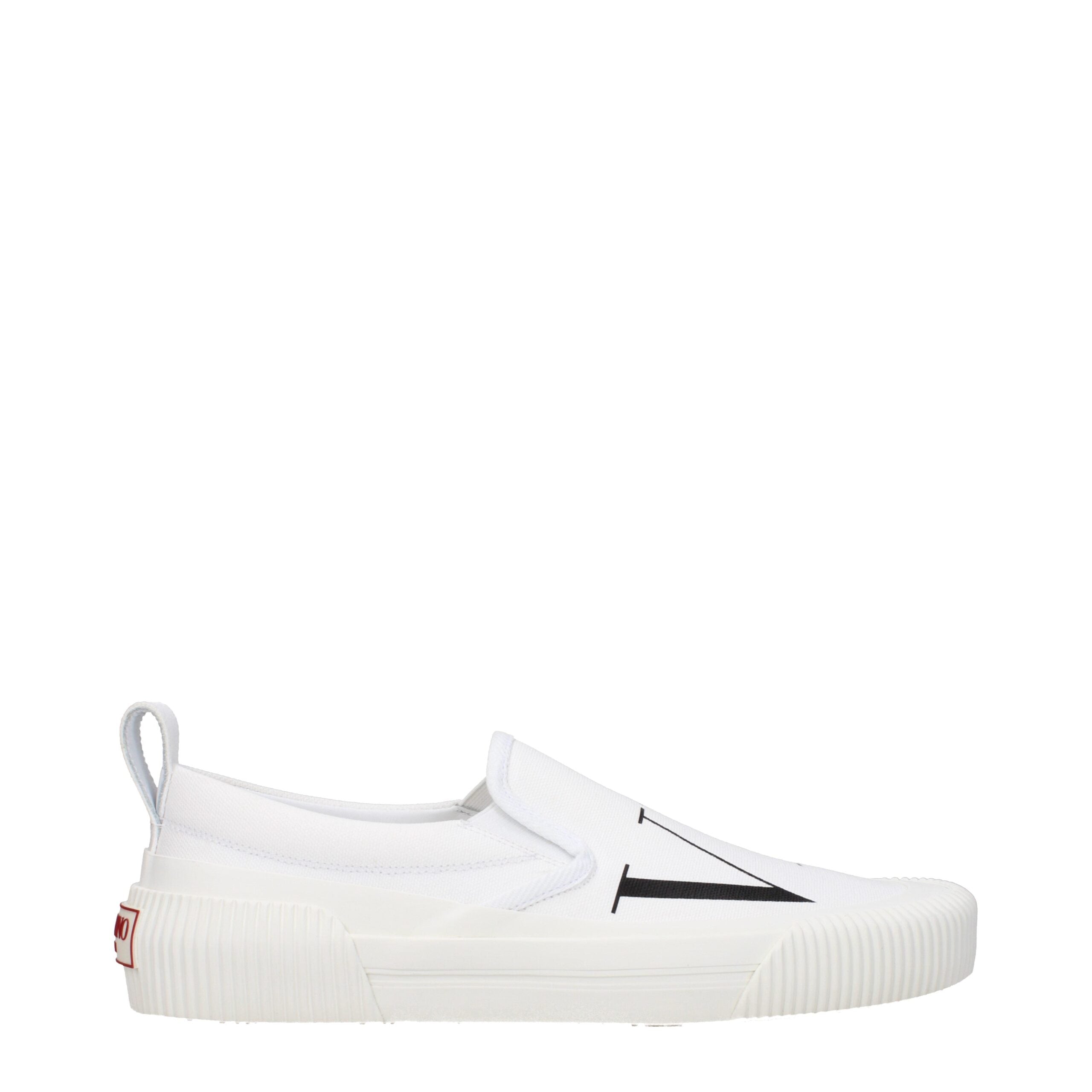 White Fabric Slip-On Loafers