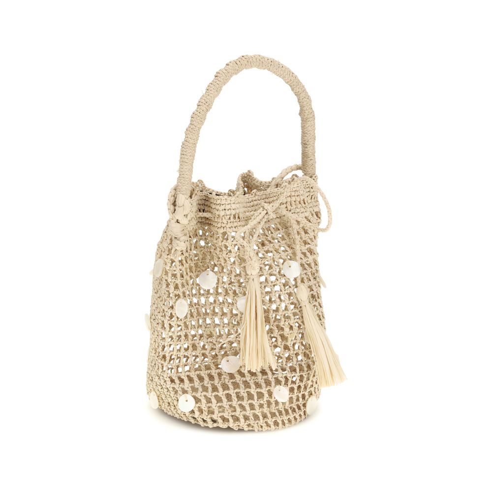 Beige Raffia Shoulder Bag