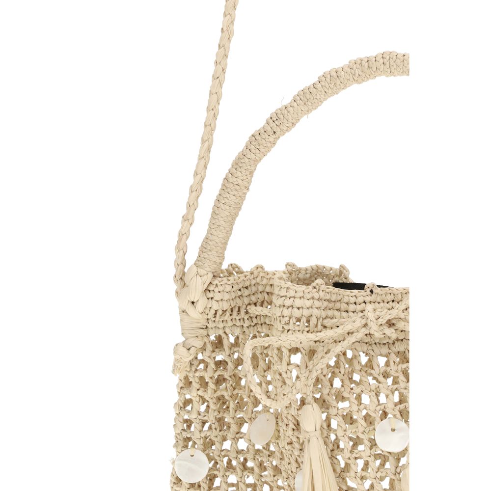 Beige Raffia Shoulder Bag