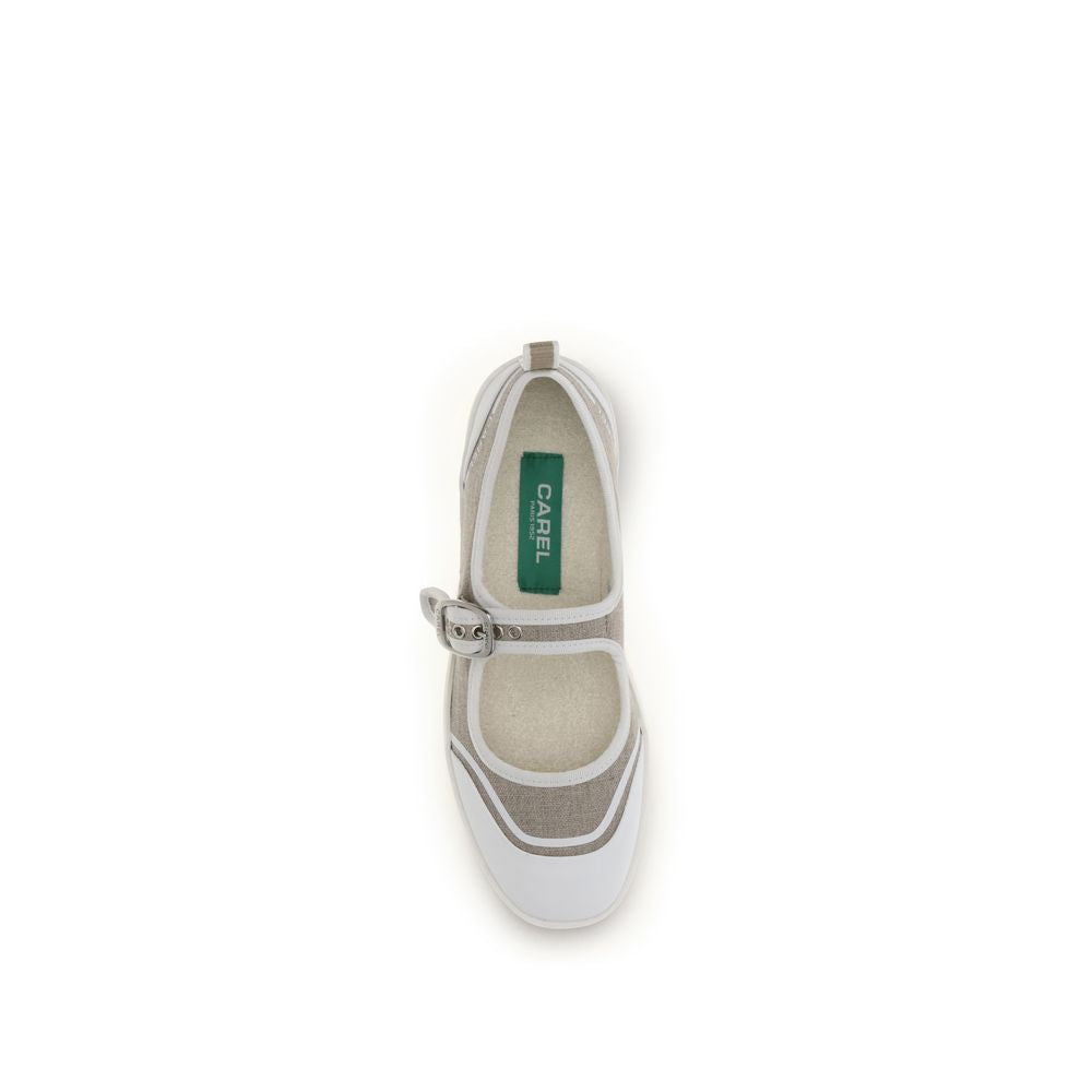 Beige Cotton Ballet Flats