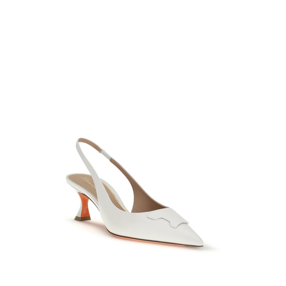 White Calf Leather Bos Taurus Mid Heel Pumps
