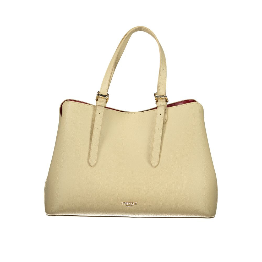 Beige Polyurethane Women Tote