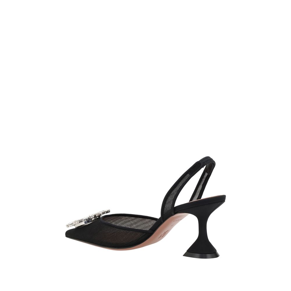 Black Polyester Platform Pumps