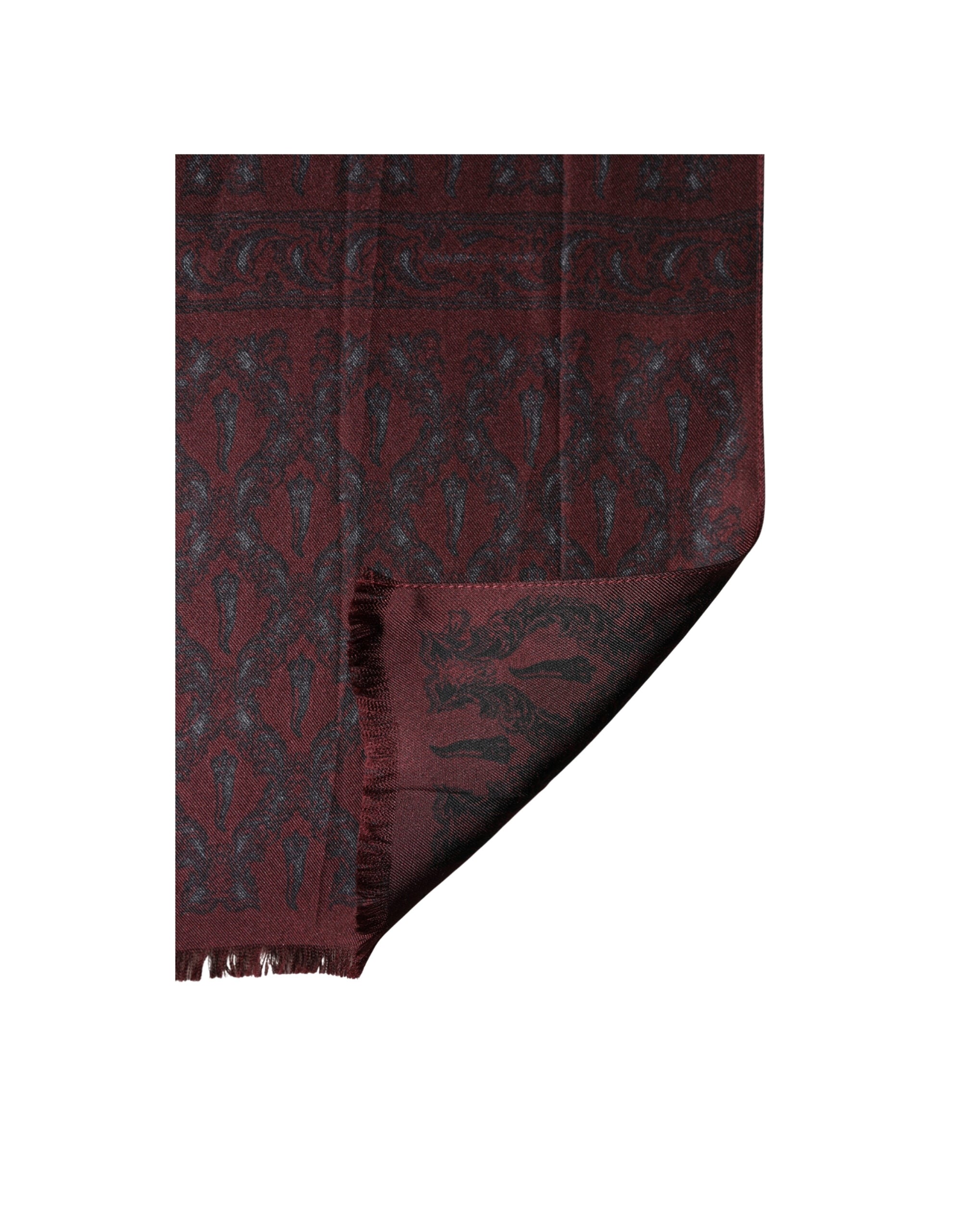 Burgundský černý hedvábný žakárový foular 135 cm x 22 cm Šála