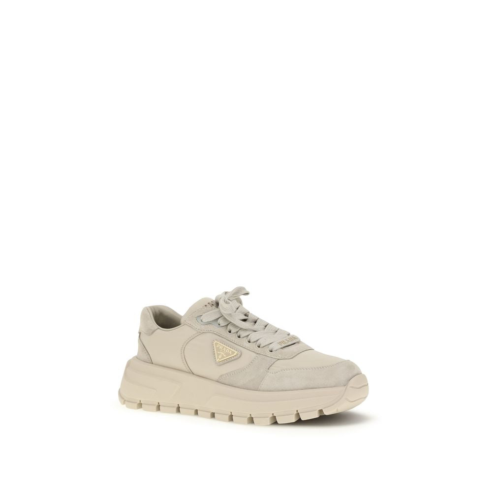 Beige Calf Leather Bos Taurus Athletic Sneakers