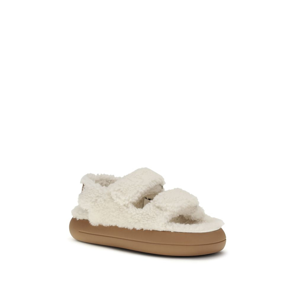 White Polyamide Flat Sandals