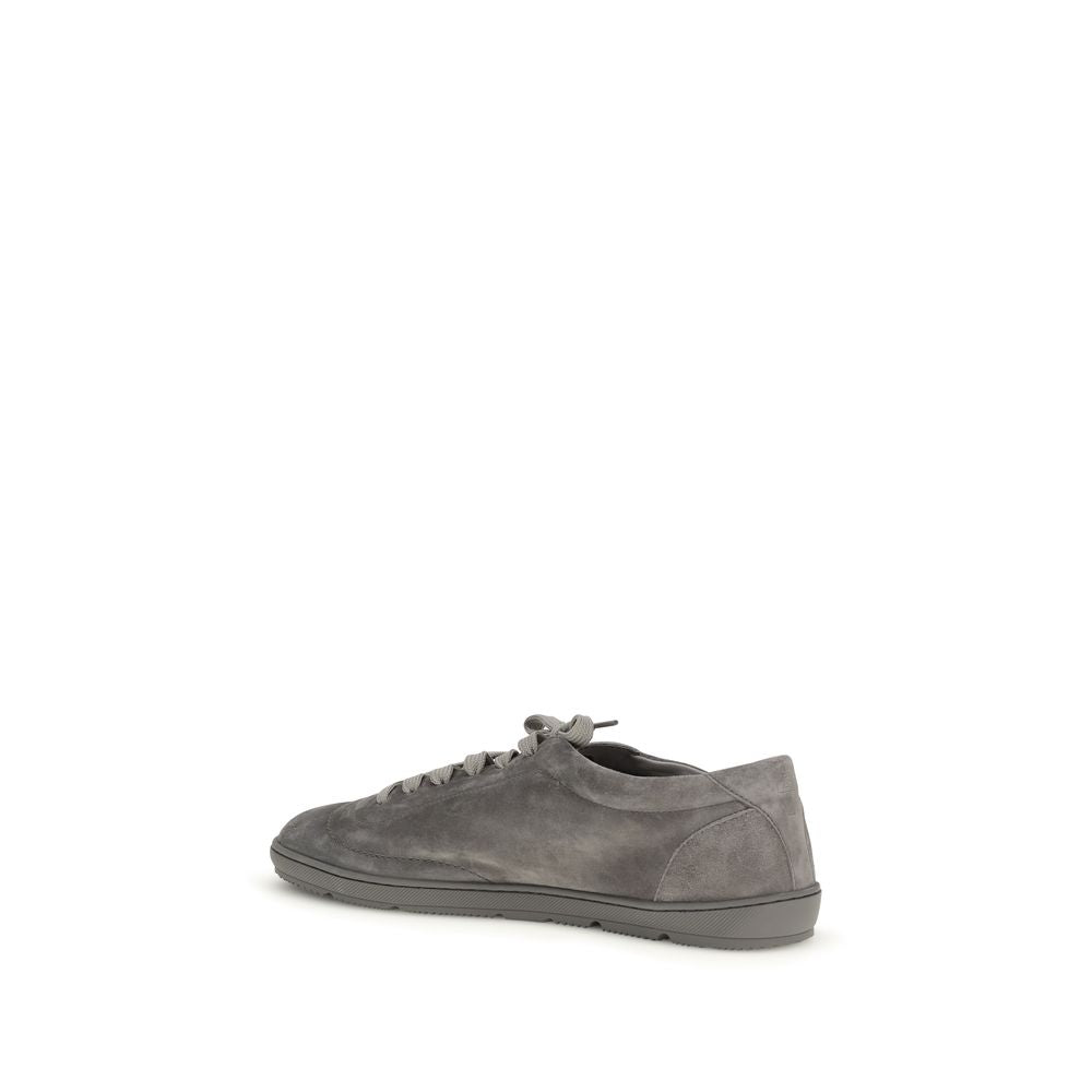 Gray Calf Leather Bos Taurus Low Top Sneakers