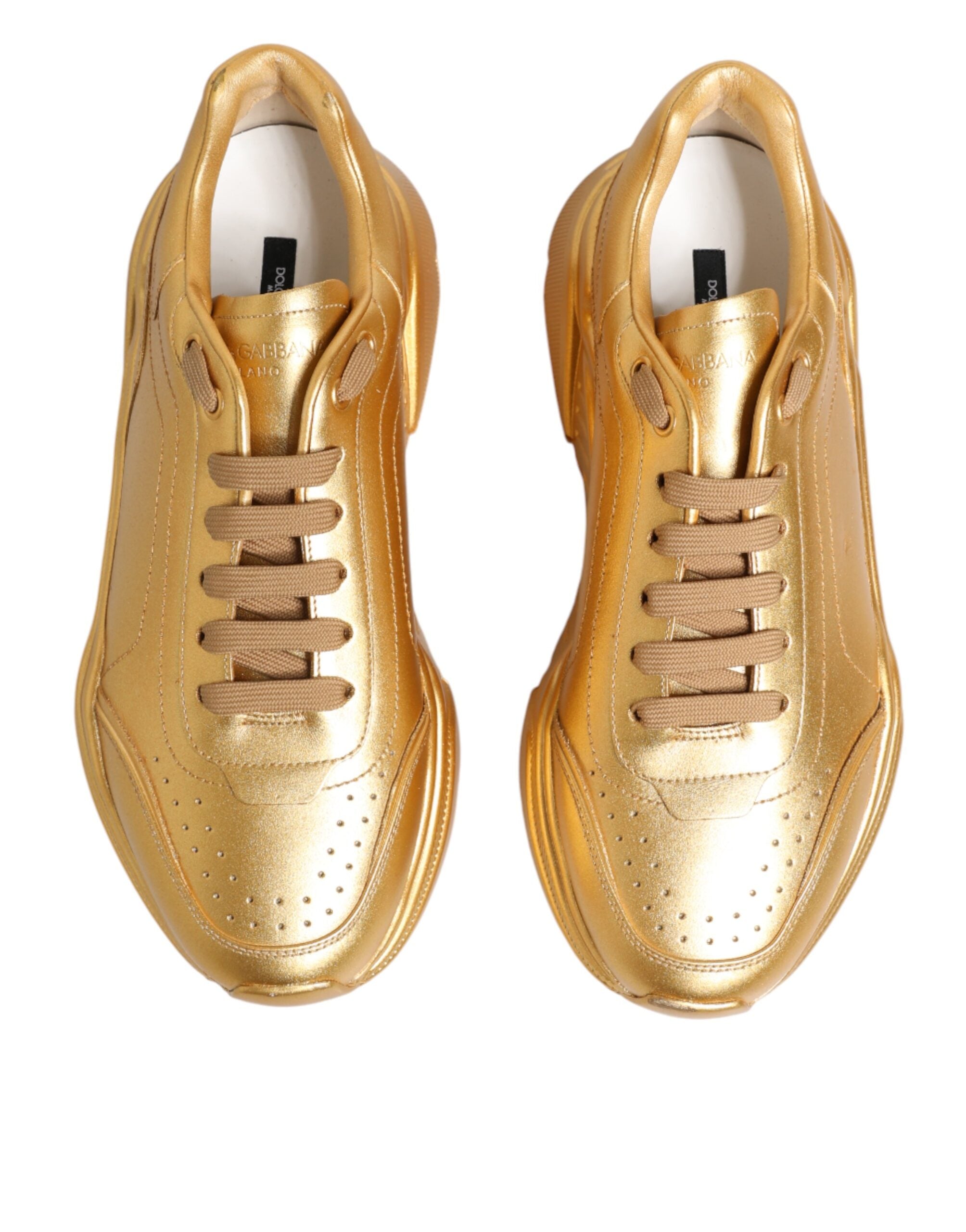 Gold Leather Daymaster Chunky Sneakers Shoes