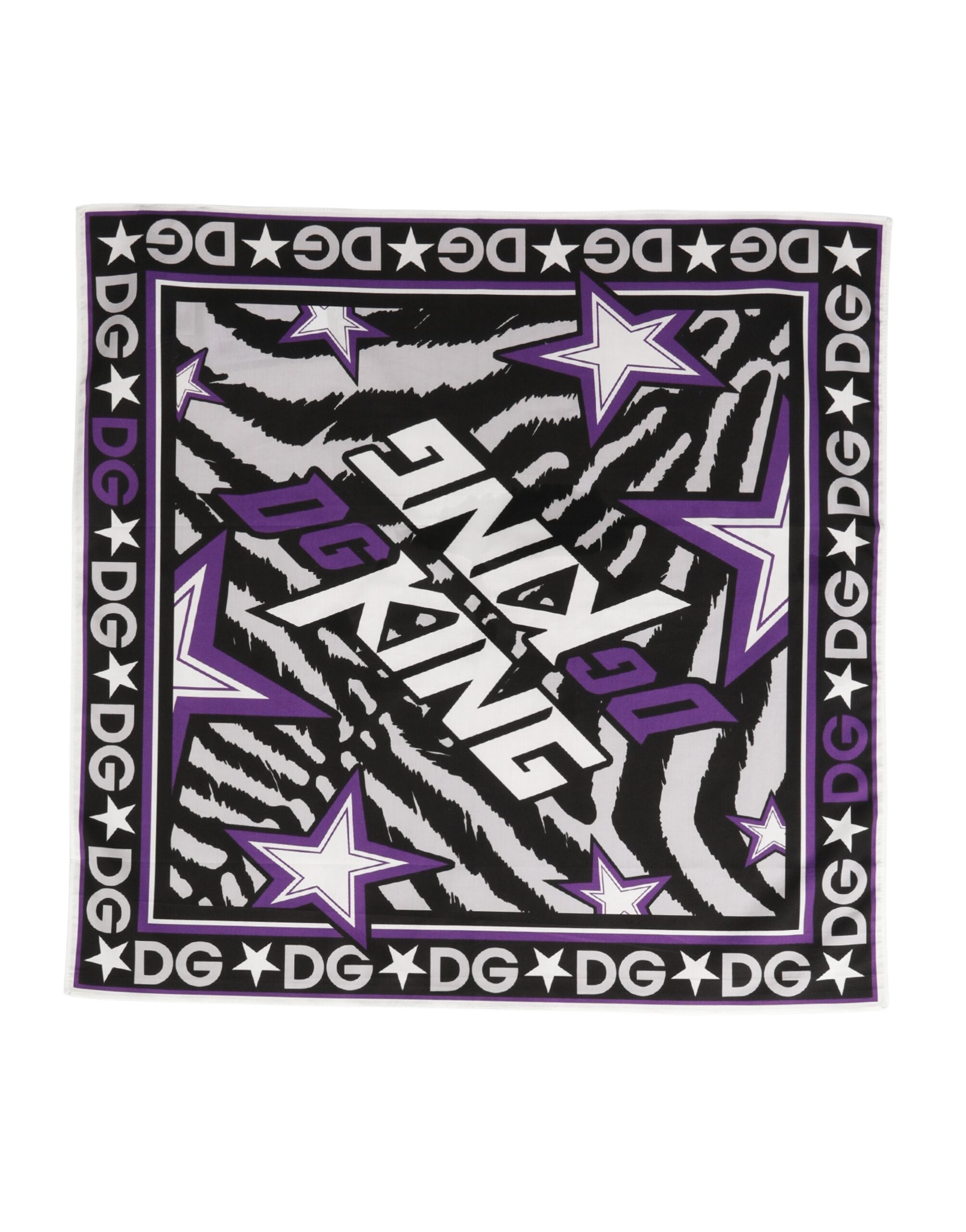 Černý fialový šátek DG King Cotton Foulard 51 cm x 49,5 cm