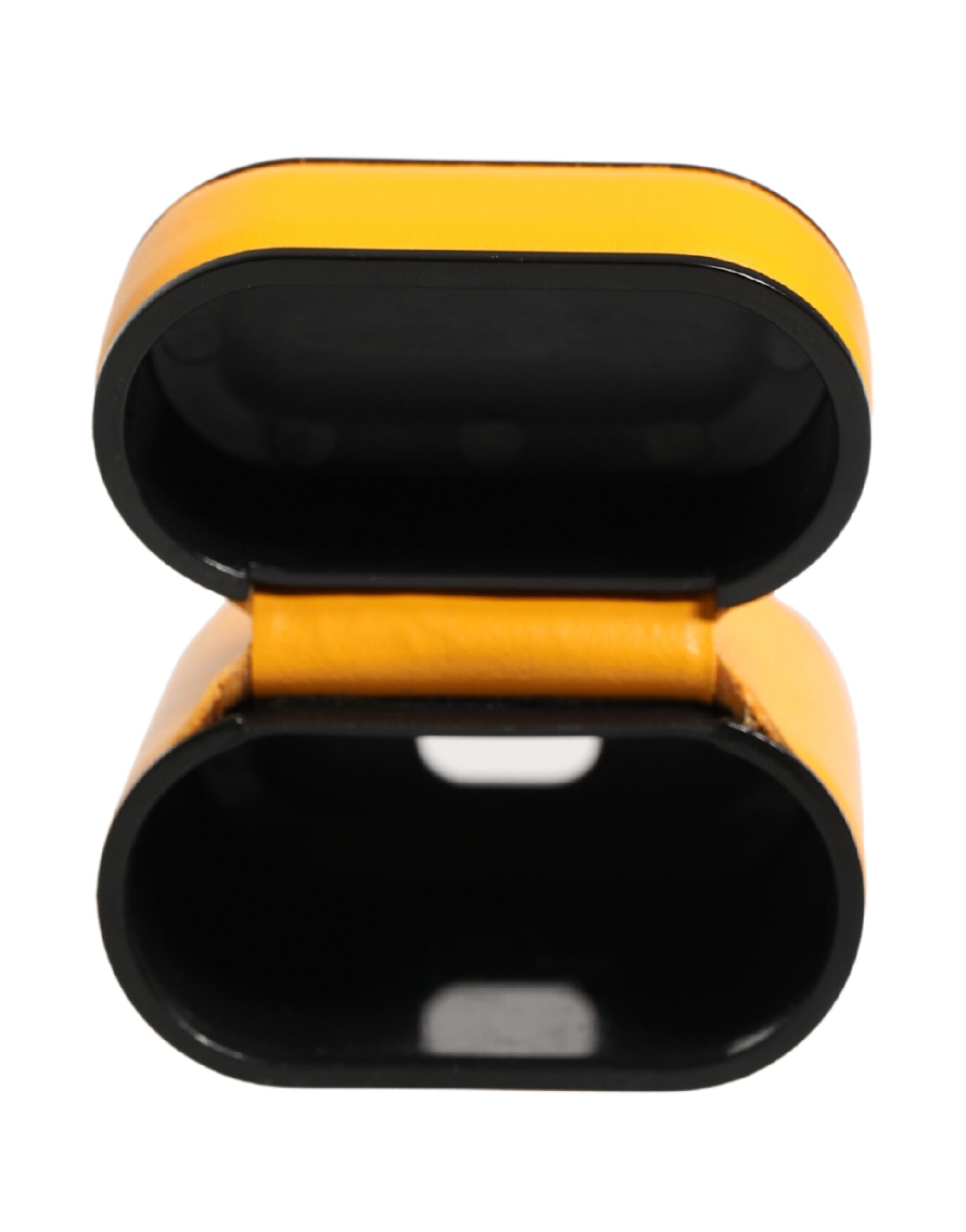 Pouzdro na Airpods z žluté telecí kůže s logem, s poutkem