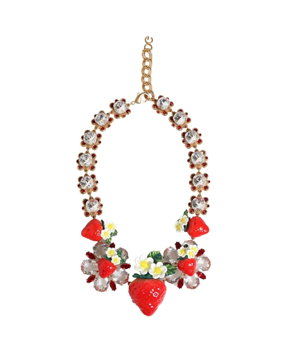 Gold Brass FRUIT Pendants Flowers Crystal Logo Necklace - styloora.cz