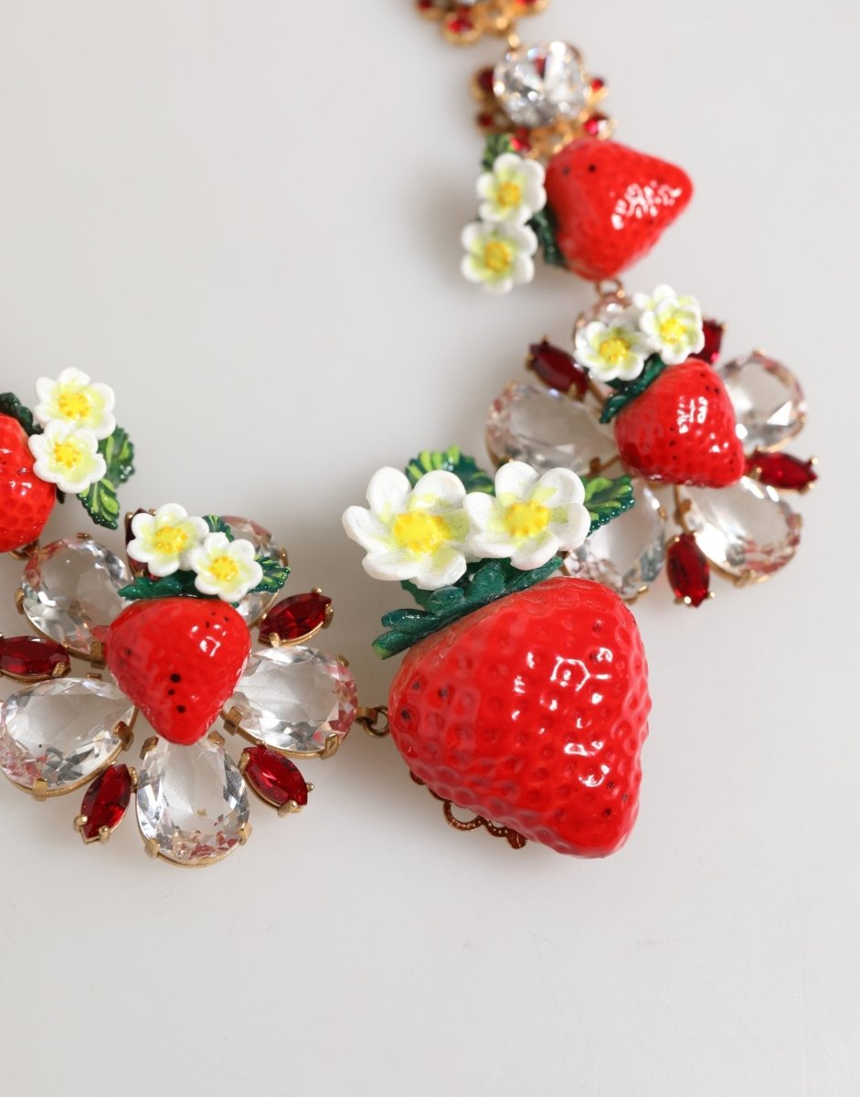Gold Brass FRUIT Pendants Flowers Crystal Logo Necklace - styloora.cz
