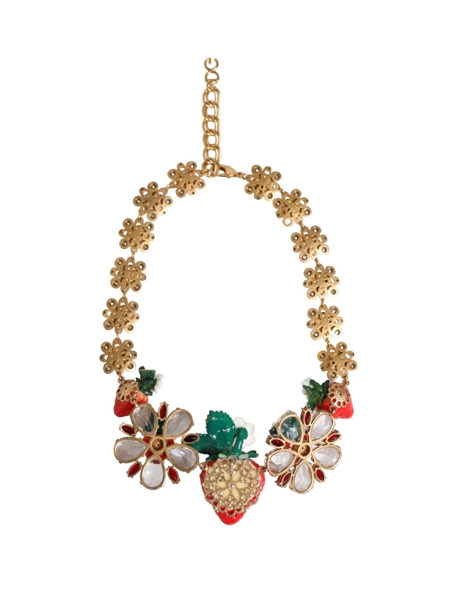 Gold Brass FRUIT Pendants Flowers Crystal Logo Necklace - styloora.cz