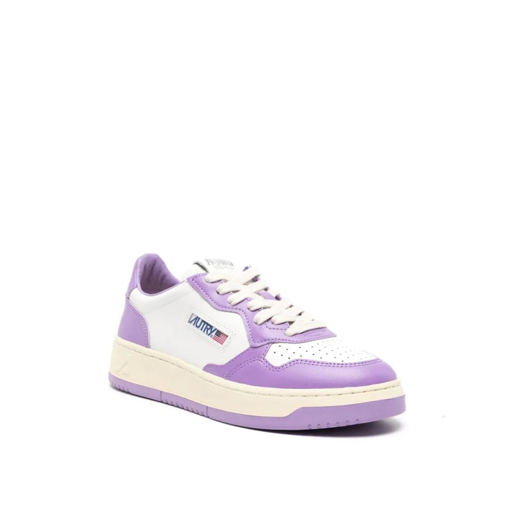 Purple Leather Low Top Sneakers
