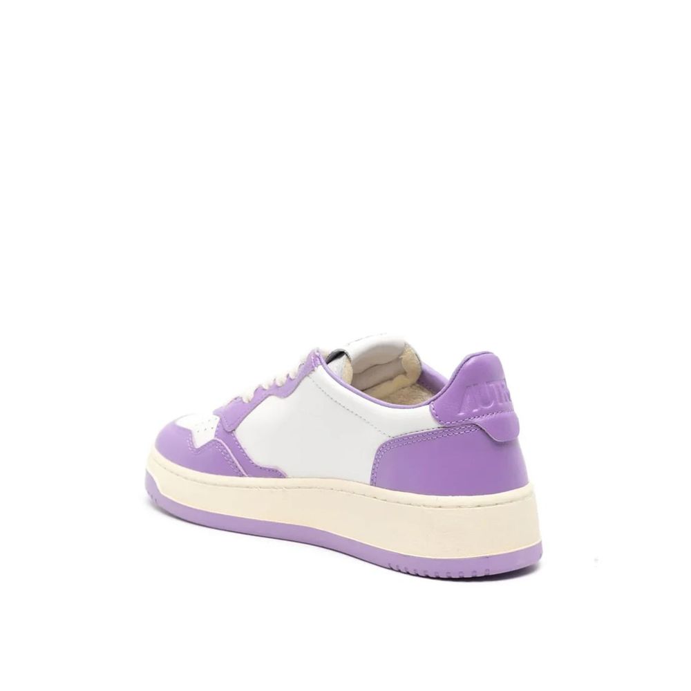 Purple Leather Low Top Sneakers