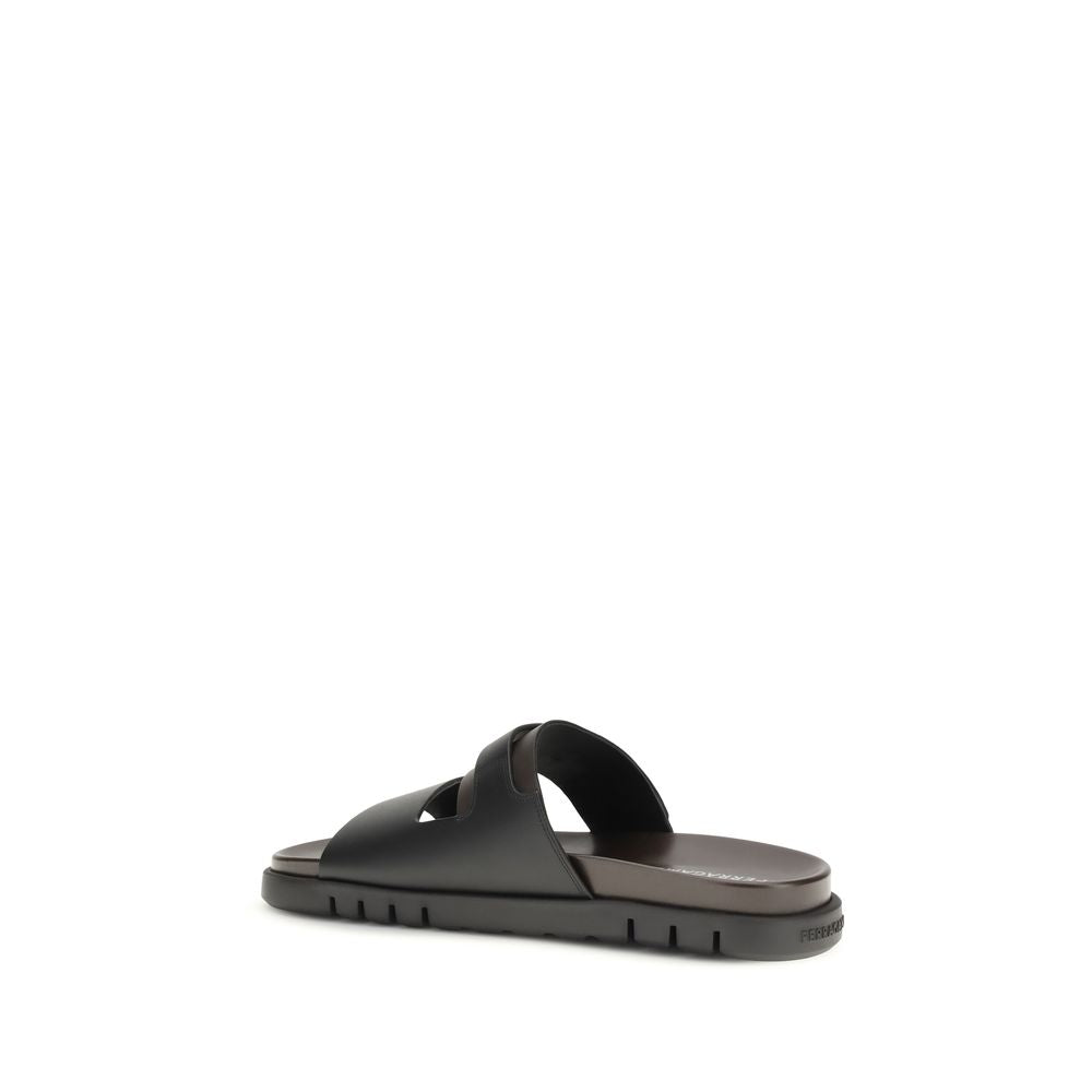 Black Calf Leather Bos Taurus Sandals