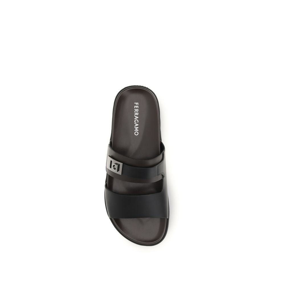 Black Calf Leather Bos Taurus Sandals