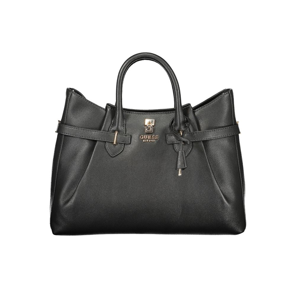Black Polyurethane Women Handbag