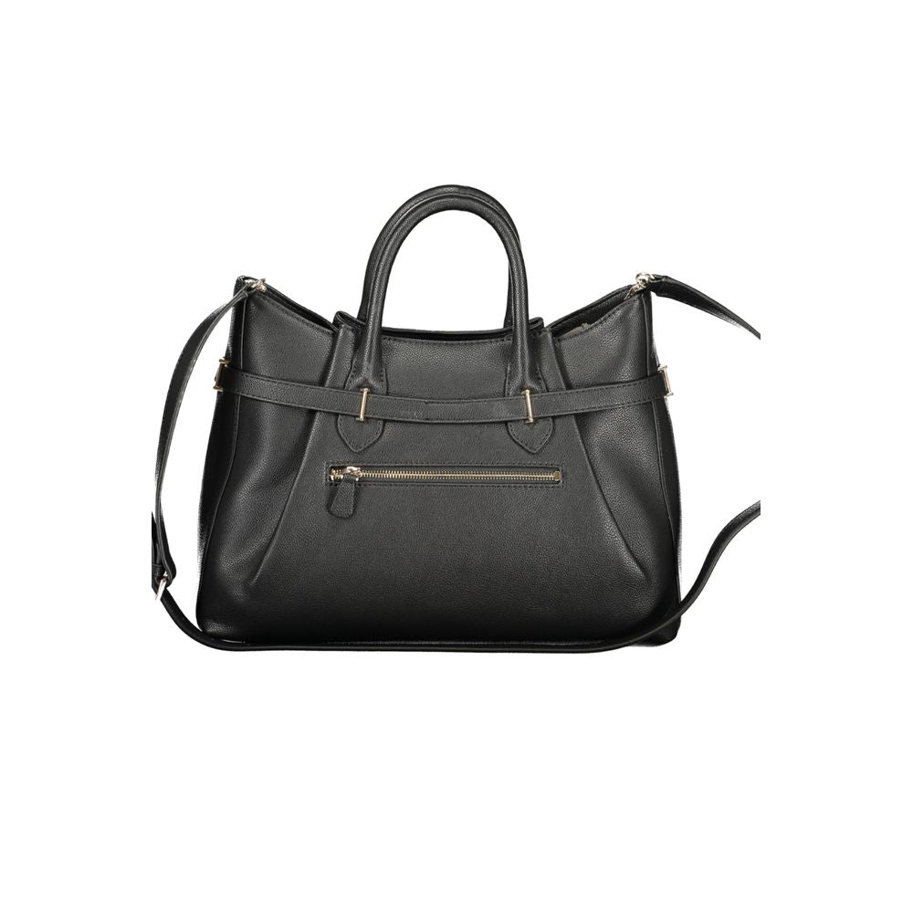Black Polyurethane Women Handbag